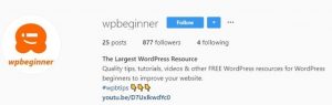 The branded hashtag "web tips" is introduced to link all their material that aims to assist WordPress beginners in creating a website.
